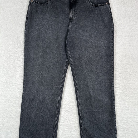 Abercrombie & Fitch Curve Love Jeans 32/14L The Baggy Low Rise Faded Black Raw - Picture 2 of 14